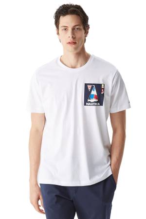 Nautica Erkek T-Shirt - V35434T Beyaz - Nautica