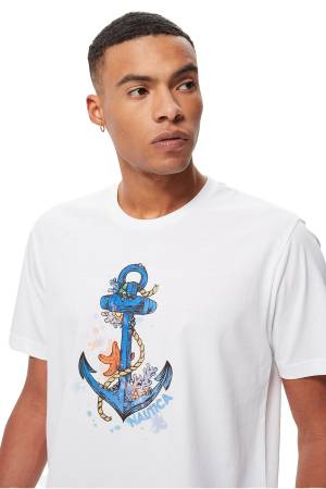 Nautica Erkek T-Shirt - V35556T Beyaz - 4
