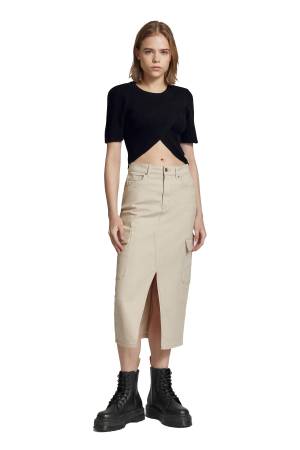 Onlkaı Ss Crop O-Neck Cc Knt Kadın Crop T-Shirt - 15310554 Siyah - Only