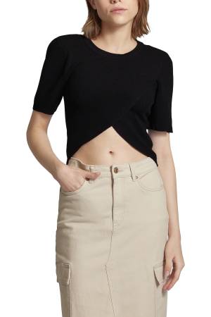 Onlkaı Ss Crop O-Neck Cc Knt Kadın Crop T-Shirt - 15310554 Siyah - 4