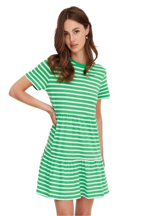 Onlmay S/S O-Neck Peplum Dress Kadın Elbise - 15286934 Koyu Yeşil - 1