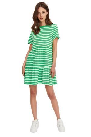 Onlmay S/S O-Neck Peplum Dress Kadın Elbise - 15286934 Koyu Yeşil - 4