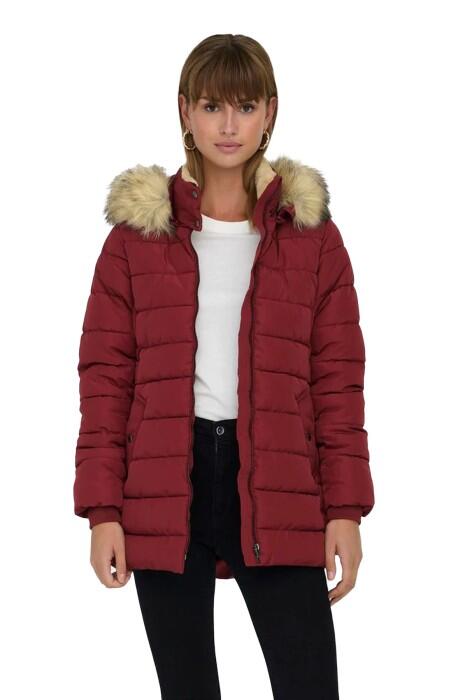 Onlnewcamılla Quılt Fur Hood Coat Kadın Ceket - 15304765 Bordo - 1