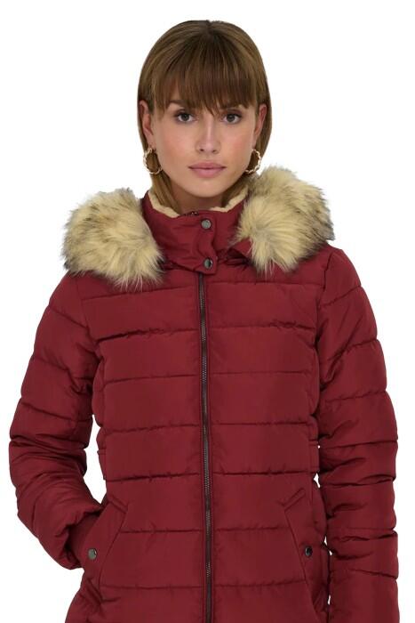 Onlnewcamılla Quılt Fur Hood Coat Kadın Ceket - 15304765 Bordo - 3