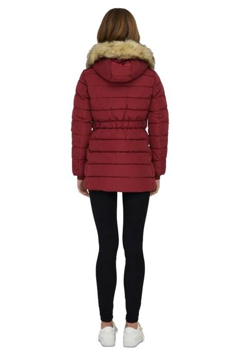 Onlnewcamılla Quılt Fur Hood Coat Kadın Ceket - 15304765 Bordo - 4
