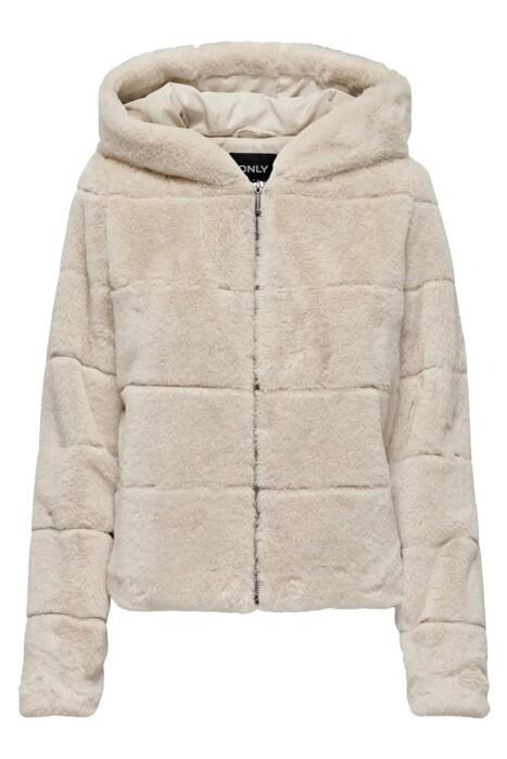 Onlnewchrıs Fur Hooded Kadın Ceket - 15304759 Gri / Ay Işığı - 1