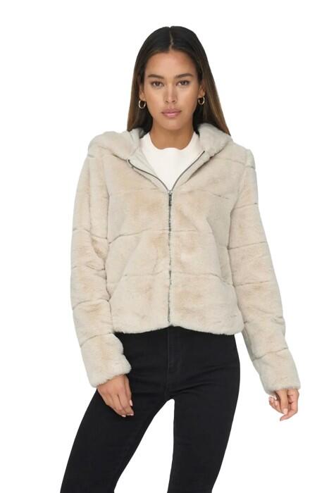 Onlnewchrıs Fur Hooded Kadın Ceket - 15304759 Gri / Ay Işığı - 2