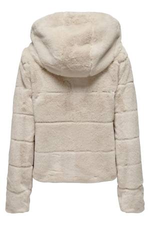 Onlnewchrıs Fur Hooded Kadın Ceket - 15304759 Gri / Ay Işığı - 3