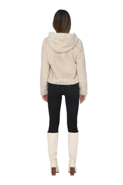 Onlnewchrıs Fur Hooded Kadın Ceket - 15304759 Gri / Ay Işığı - 4