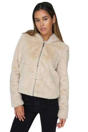 Onlnewchrıs Fur Hooded Kadın Ceket - 15304759 Gri / Ay Işığı - 5