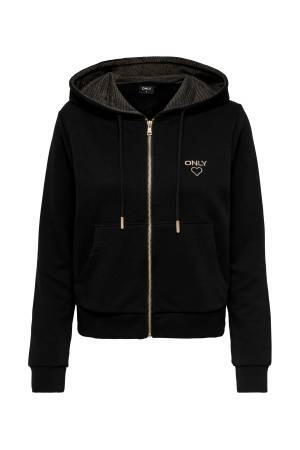 Onlnoomı L/S Hood Glıtter Kadın SweatShirt - 15281534 Siyah - 1
