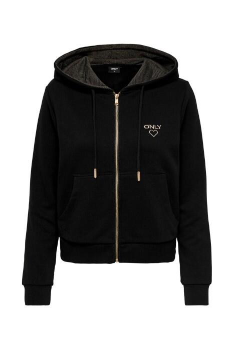 Onlnoomı L/S Hood Glıtter Kadın SweatShirt - 15281534 Siyah - 1