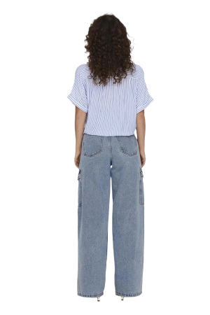 Onlpaula Lıfe S/S Tıe Shırt Wvn Noos Kadın Bluz - 15281497 Gri - 3