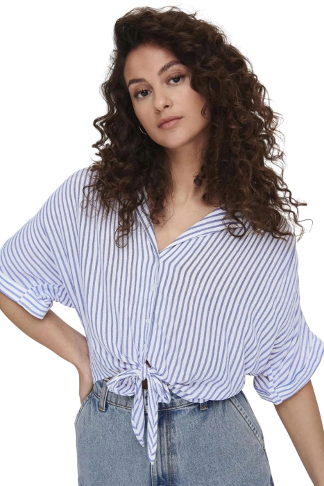 Onlpaula Lıfe S/S Tıe Shırt Wvn Noos Kadın Bluz - 15281497 Gri - 4