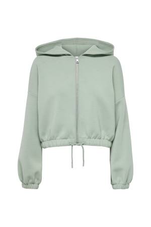 Onlscarlett L/S Zip Hood Swt Noos Kadın Fermuarlı SweatShirt - 15210679 Ekru - 3