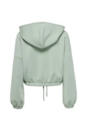 Onlscarlett L/S Zip Hood Swt Noos Kadın Fermuarlı SweatShirt - 15210679 Ekru - 4