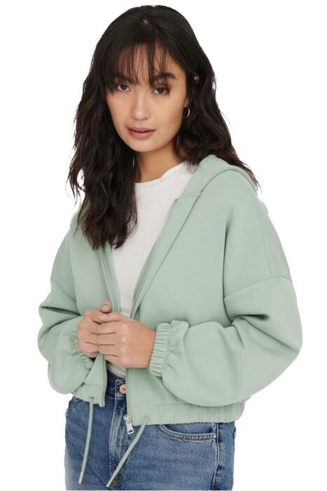 Onlscarlett L/S Zip Hood Swt Noos Kadın Fermuarlı SweatShirt - 15210679 Ekru - 6