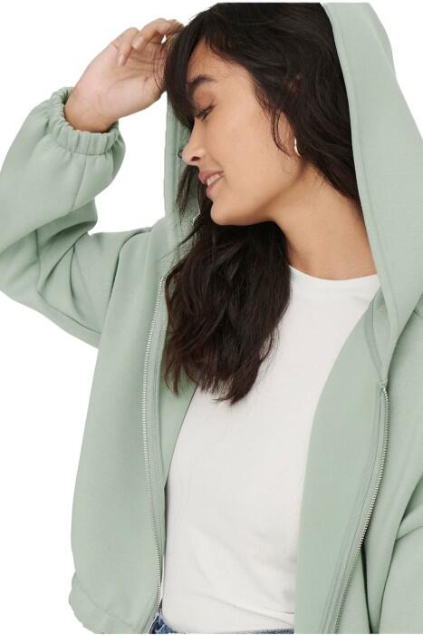 Onlscarlett L/S Zip Hood Swt Noos Kadın Fermuarlı SweatShirt - 15210679 Ekru - 7
