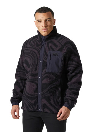Panorama Printed Pile Snap Erkek Mont - 63349 Siyah - Helly Hansen