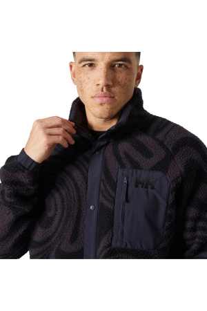 Panorama Printed Pile Snap Erkek Mont - 63349 Siyah - 3