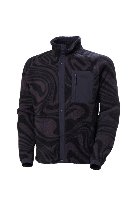 Panorama Printed Pile Snap Erkek Mont - 63349 Siyah - 5