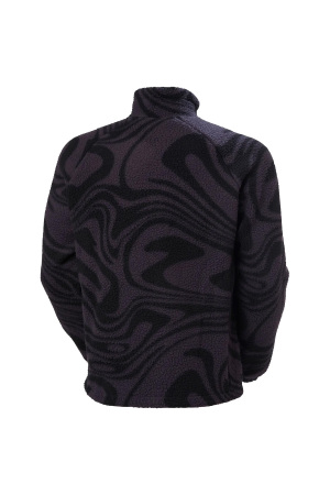 Panorama Printed Pile Snap Erkek Mont - 63349 Siyah - 6