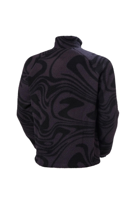 Panorama Printed Pile Snap Erkek Mont - 63349 Siyah - 6