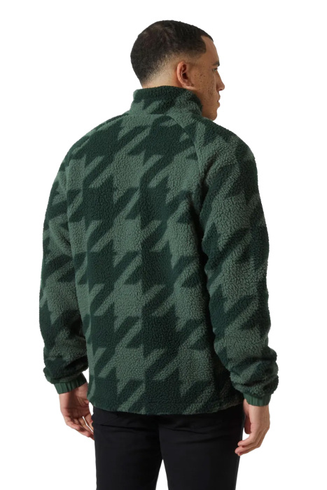 Panorama Printed Pile Snap Erkek Mont - 63349 Yeşil - 2