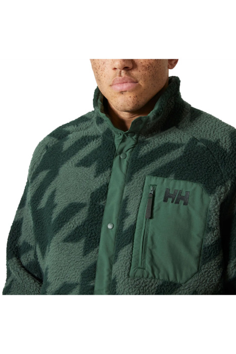 Panorama Printed Pile Snap Erkek Mont - 63349 Yeşil - 3