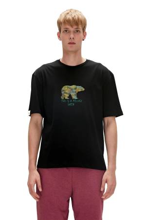 Re-Fınger Erkek T-Shirt - 23.01.07.007 Siyah - Bad Bear