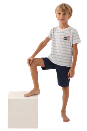 RolyPoly Erkek Çocuk Bermuda Takım - RP3371-2 Krem/Mavi - 2