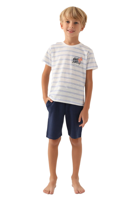 RolyPoly Erkek Çocuk Bermuda Takım - RP3371-G Krem/Mavi - 1