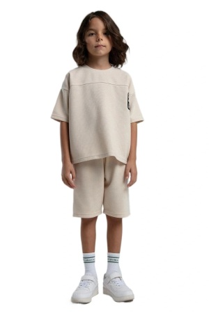 RolyPoly Erkek Çocuk Bermuda Takım - RP3565-G Bej - RolyPoly