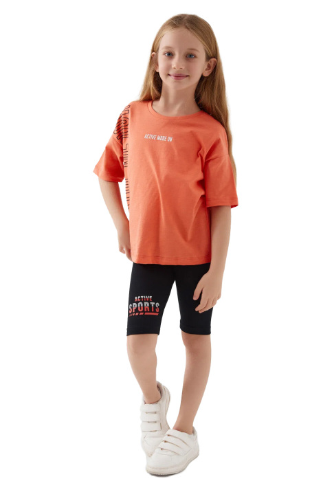 RolyPoly Kız Çocuk Bermuda Tayt Takım - RP3073-G Turuncu - 1