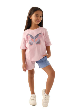 RolyPoly Kız Çocuk Şortlu Takım - RP3391-G Toz Pembe - RolyPoly