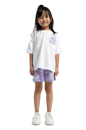 RolyPoly Kız Çocuk Şortlu Takım - RP3609-2 Beyaz/Mint Yeşili - RolyPoly