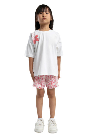RolyPoly Kız Çocuk Şortlu Takım - RP3611-G Beyaz/Mint Yeşili - RolyPoly