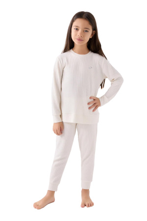RolyPoly Kız Çocuk Uzun Kollu Pijama Takımı - RP3464-2 Taş Gri - RolyPoly
