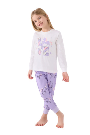 RolyPoly Kız Çocuk Uzun Kollu Pijama Takımı - RP3476-2 Krem - RolyPoly