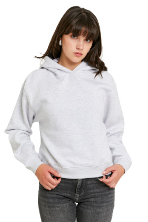 Tally Weijl Basic Kadın Kapüşonlu SweatShirt - SSWCOJHIMO Gri - Tally Weijl