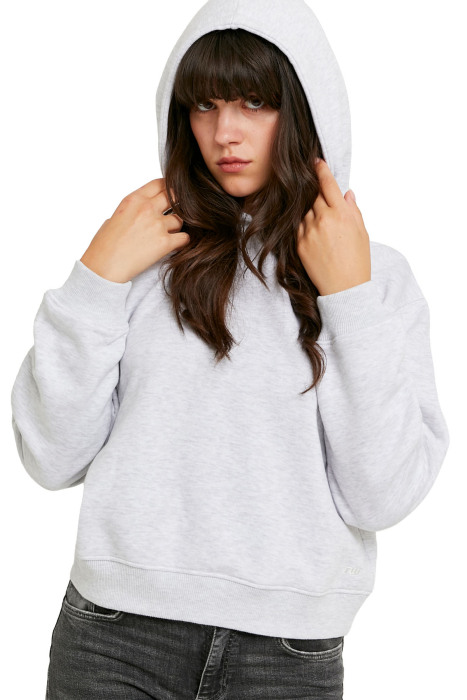 Tally Weijl Basic Kadın Kapüşonlu SweatShirt - SSWCOJHIMO Gri - 2