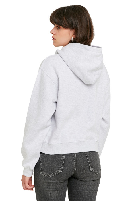 Tally Weijl Basic Kadın Kapüşonlu SweatShirt - SSWCOJHIMO Gri - 3