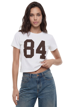 Tally Weijl Kadın Baskılı T-Shirt - STSCOPERLAP Beyaz - Tally Weijl
