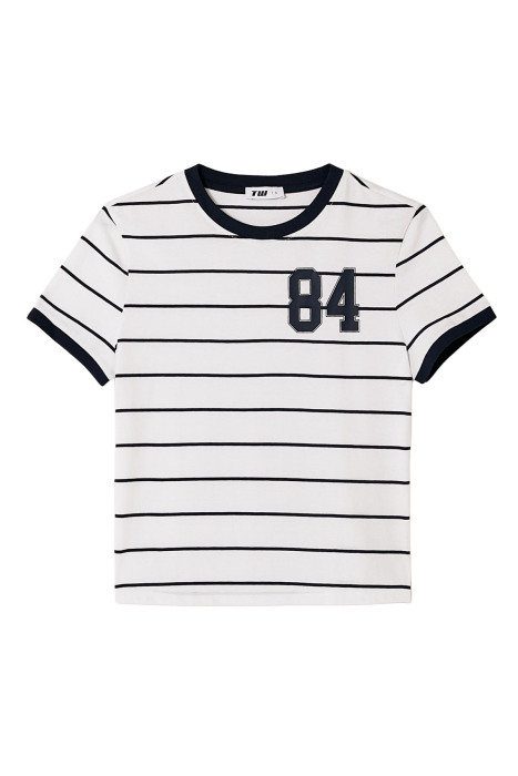 Tally Weijl Kadın Baskılı T-Shirt - STSCOPERLAP Beyaz/Mavi - 4