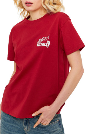 Tally Weijl Kadın Baskılı T-Shirt - STSCOPOOM14 Kırmızı - 3