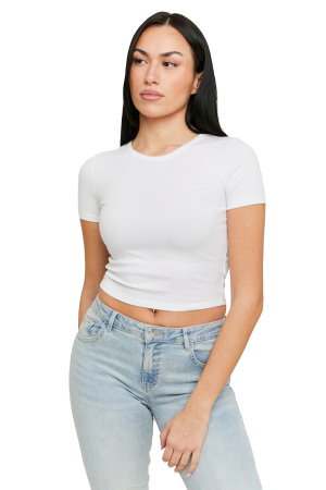Tally Weijl Kadın Crop T-Shirt - STSCOBORIO Beyaz - 2