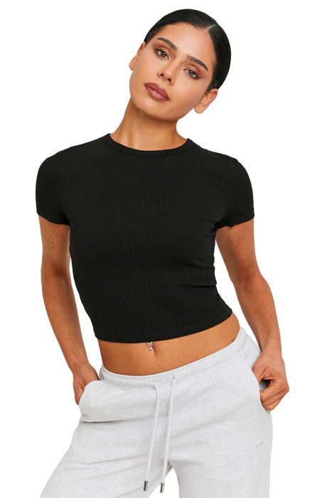 Tally Weijl Kadın Crop T-Shirt - STSCOBORIO Siyah - 1