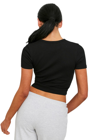 Tally Weijl Kadın Crop T-Shirt - STSCOBORIO Siyah - 3