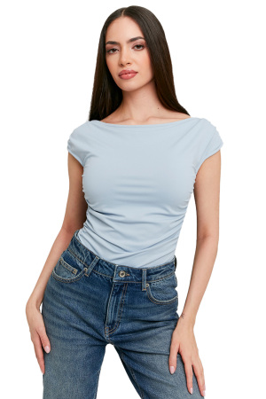 Tally Weijl Kadın Kayık Yaka Body - SBOPEROSIE Mavi - Tally Weijl