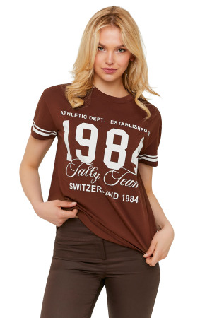Tally Weijl Kadın T-Shirt - STSCOPOOM13 Kahverengi - 2